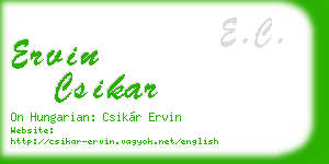 ervin csikar business card